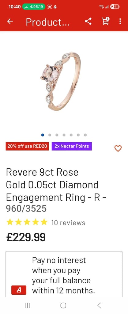 Size k rose gold ring 