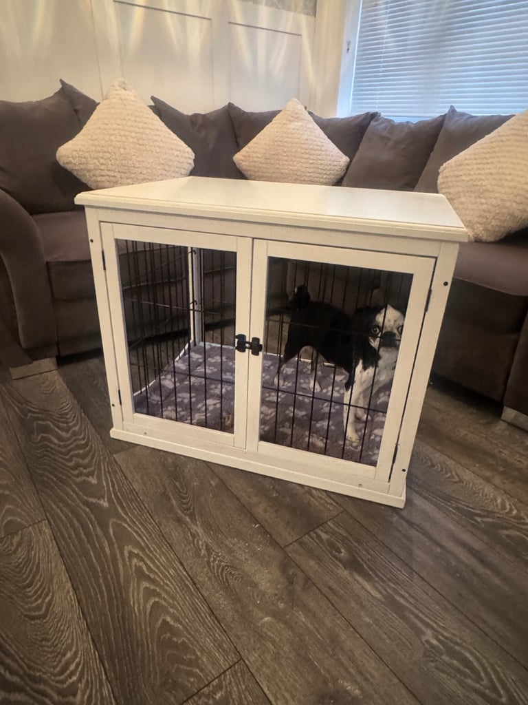 White Wooden 80cm Dog Crate Cage For Sale Puppy Training Pen Enclosure Bed