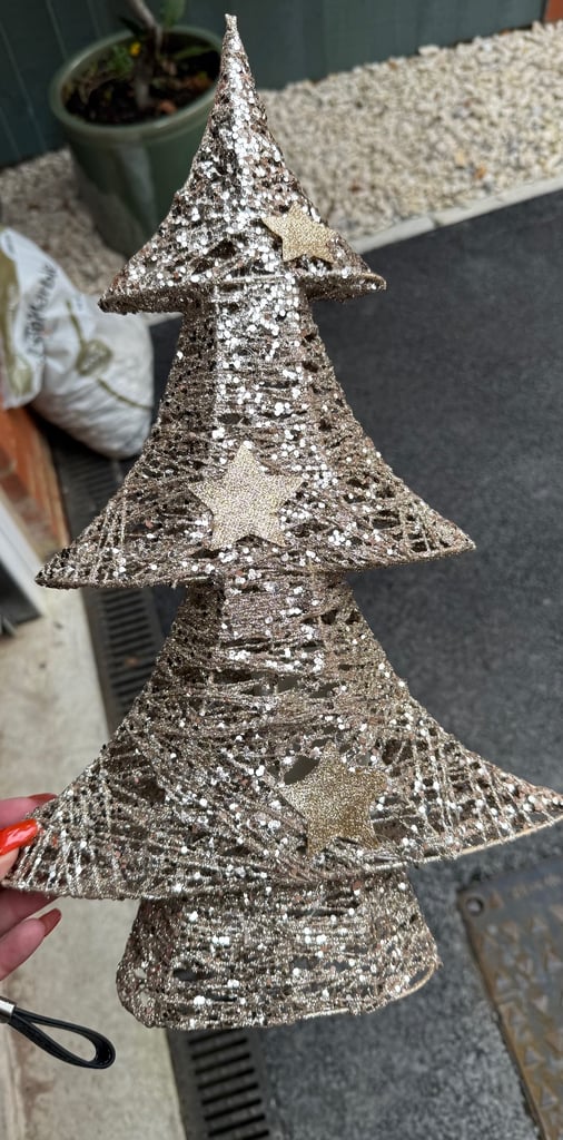 Gold light up Christmas trees 