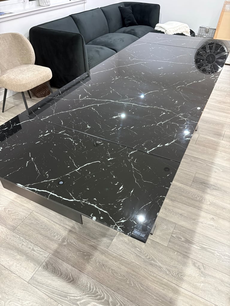 Tempered glass marble table 