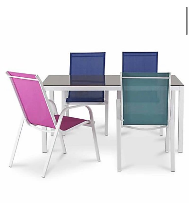 image for Blooma Janeiro Aluminium/Glass White 6 seater dining kitchen patio conservatory garden Table NEW 