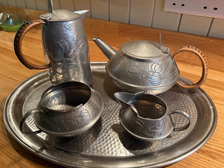 image for Arts and Crafts pewter Tea & Coffee Set