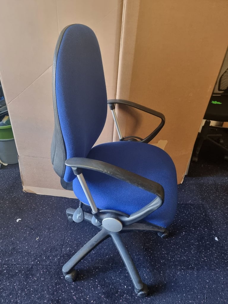 Large Blue Adjustable Office Swivel Desk Chair With Arms Good Quality 