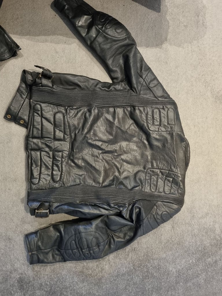 image for Leather biker jacket and trousers
