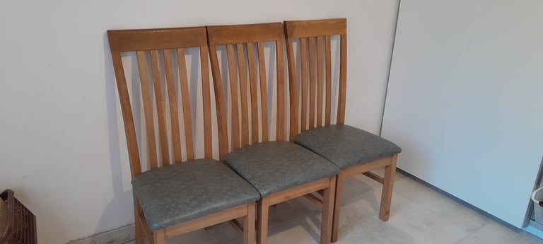 6 oak dining room chairs with grey seats