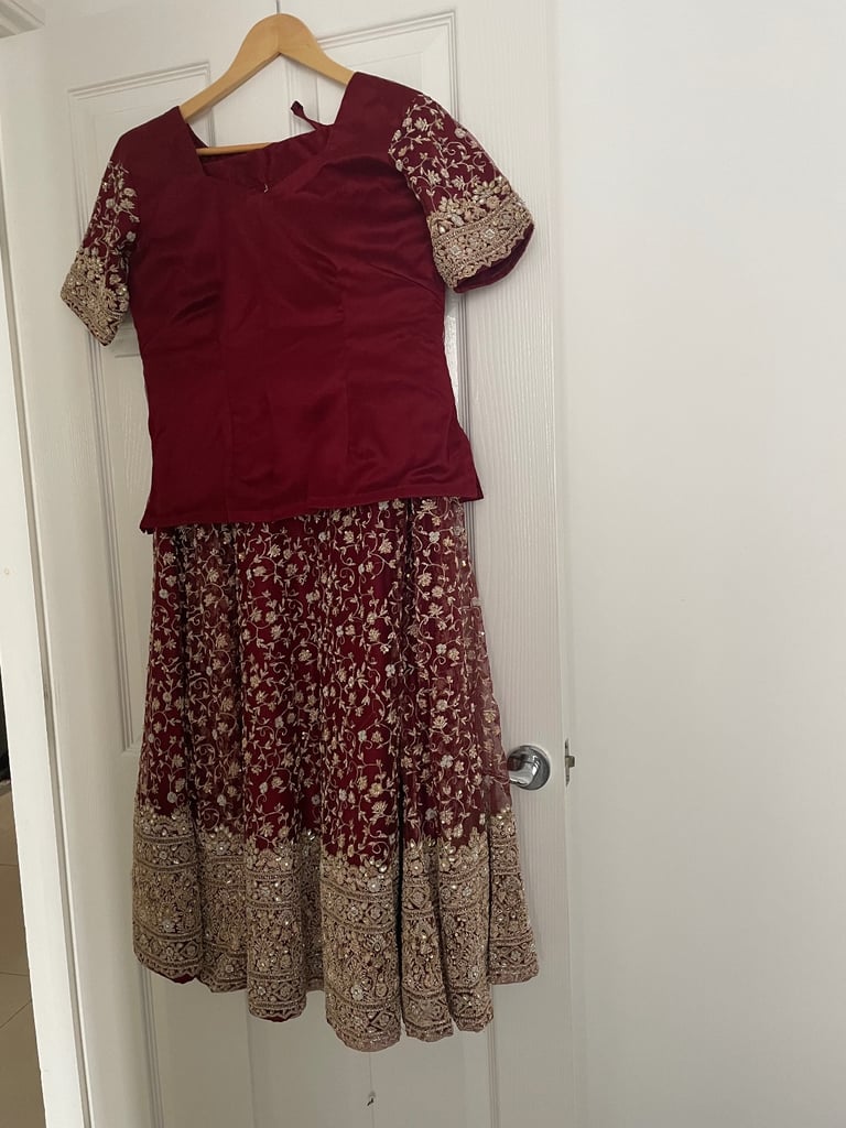 Burgundy wedding lengha