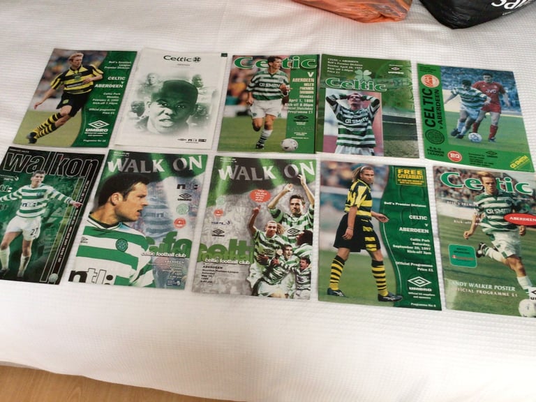10 x Celtic v Aberdeen football programmes - good condition - 1988-2002