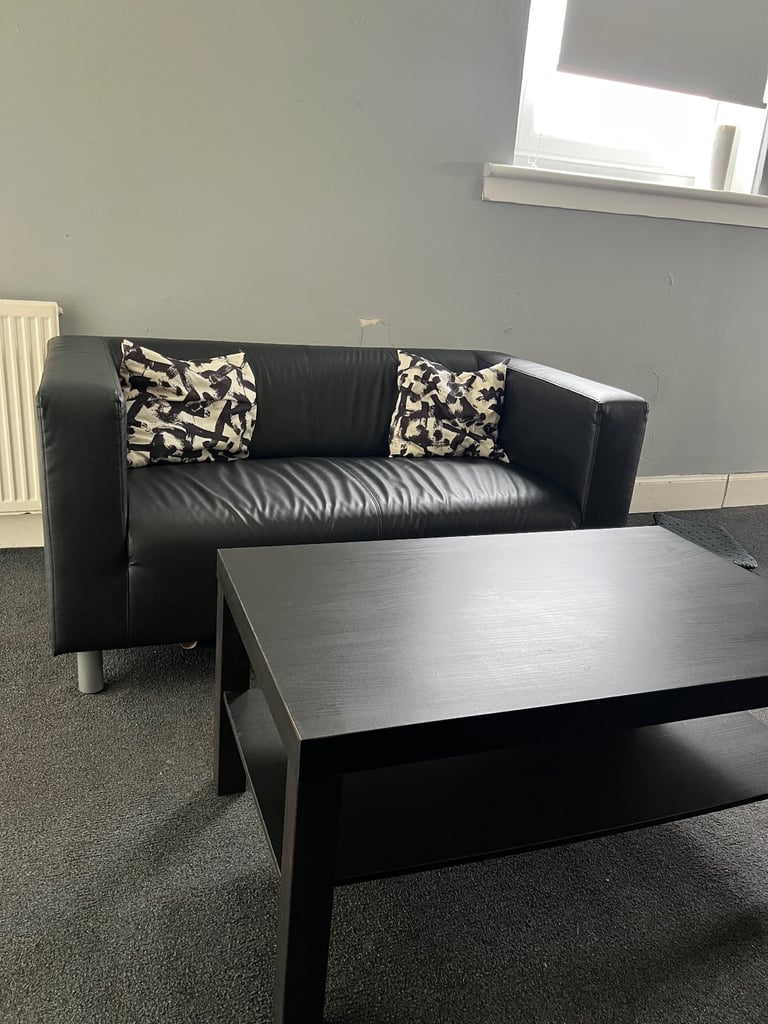 IKEA Klippan 2-Seater Sofa + Black Coffee Table