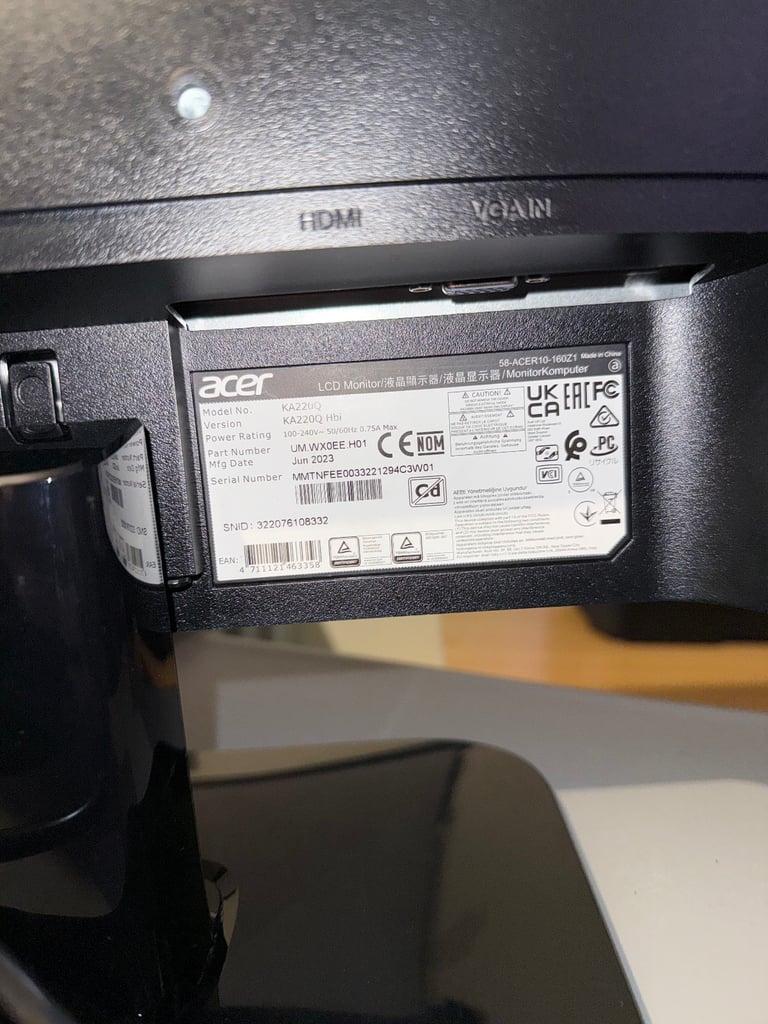 Acer KA222Q H 21.50in 100Hz FHD Monitor