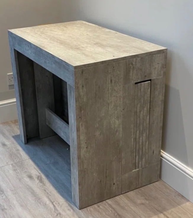 Extendable Concrete-Effect Dining Table – Seats Up to 12