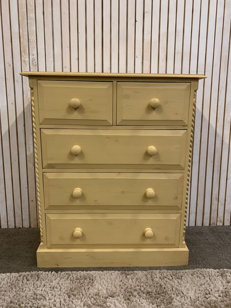 Chest of Drawers Large 2 over 3 Buttermilk Yellow Colour. Timeless Quality!