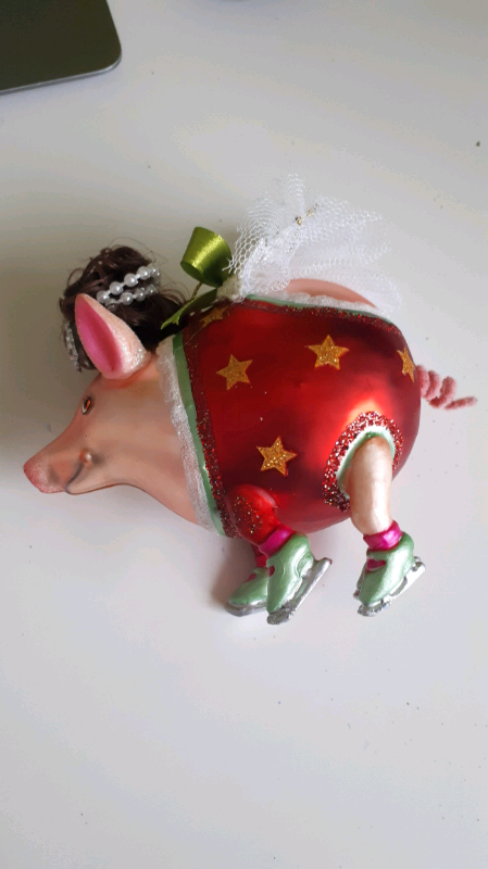 GISELA GRAHAMChristmas Decoration Glass Pig