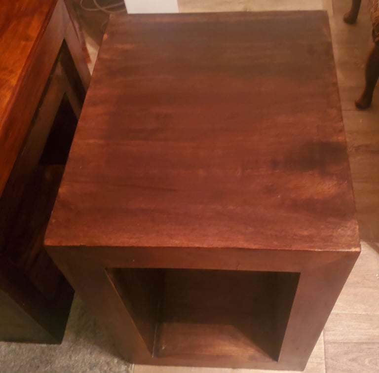 Chunky Indian Wood Coffee Table plus Two Side Tables That Can Sit Beneath. 