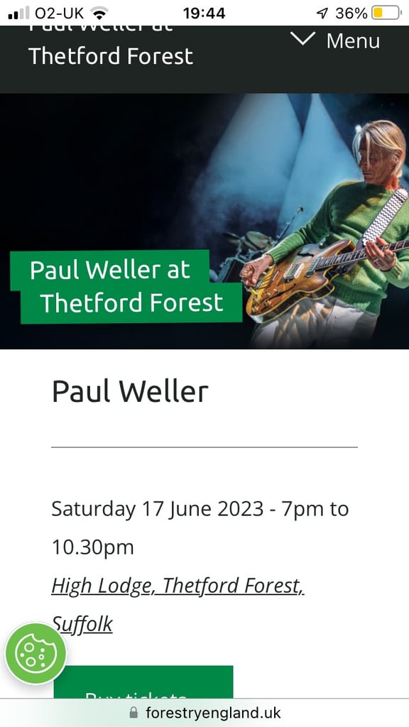 2 x Paul Weller at High Lodge Thetford Forest for Saturday 17th June