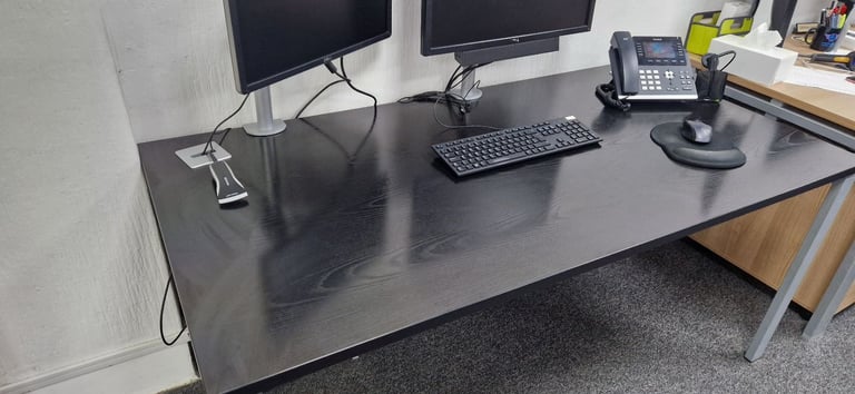 Black Ash Wood Veneer Executive Office Desk