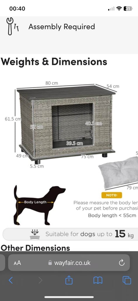 Stylish PawHut Rattan Dog House / Indoor Pet Crate
