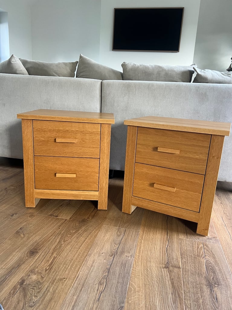 Oak effect bedside tables 
