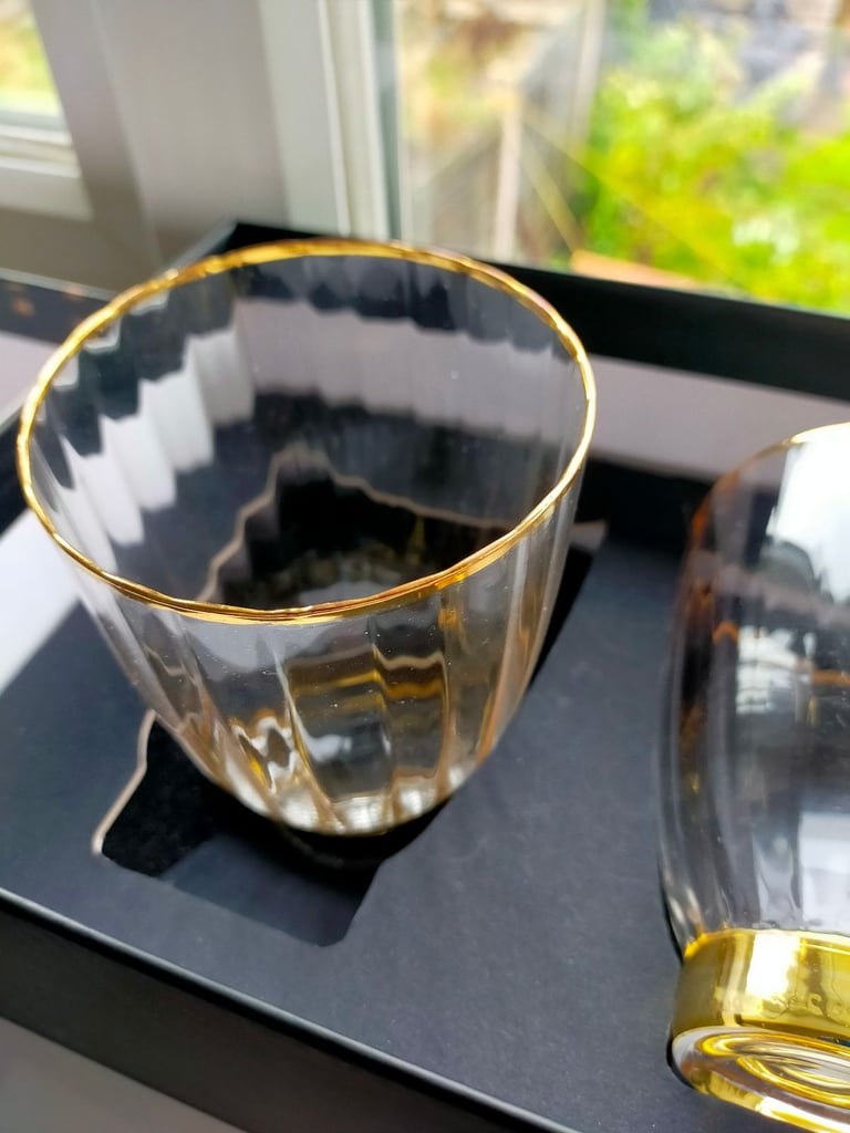 Set of 2 Tumblers. John Lewis. Gilded base and rim.