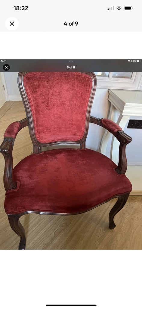 2 chairs red in beautiful condition French Style Armchairs