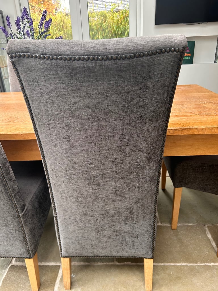 Grey dining chairs x 8