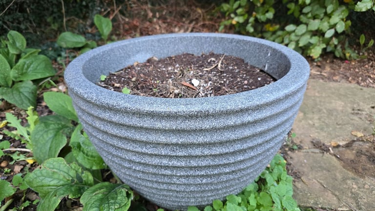 image for Dark grey stone plant pot