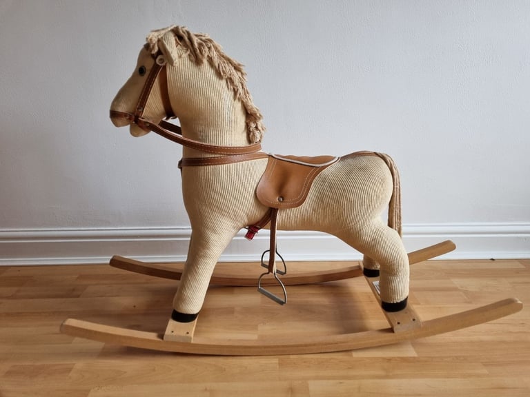 Corduroy rocking horse on wooden frame made by ELF Toys (used)