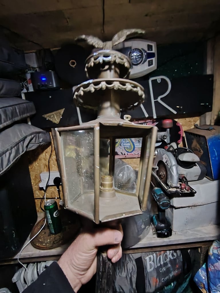 image for Antique Brass Architectural Carriage Porch Lamp Wall Lamp Glass Brass Eagle