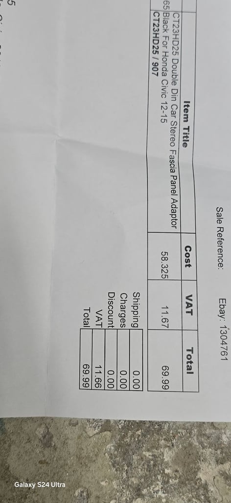 Mk 9 honda civic stereo facia