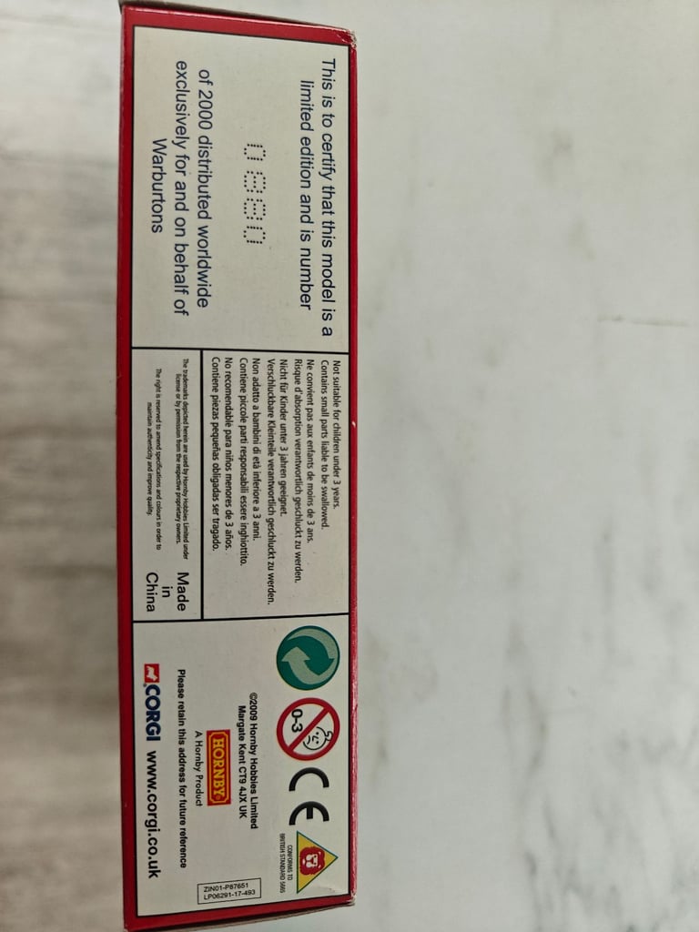 Warburtons Limited Edition  lorry Corgi toy in the box limited to 2000 this is number 0880