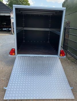 Box Trailer with Ramp in Black or White - Tickners Single Axle 8' x 5' x 5'