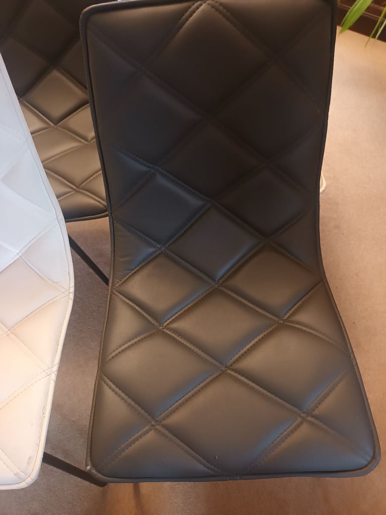 6 MODERN DINING CHAIRS - 3 WHITE,  3 DARK GREY