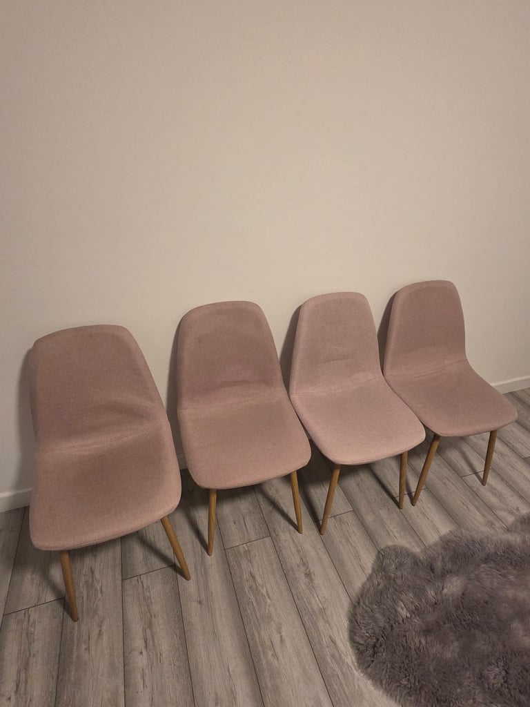 image for 4 pink fabric dining chairs for sale (not sold separately)