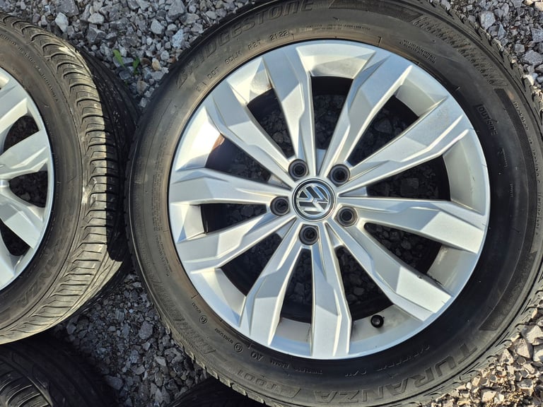 🌟Genuine Vw 17 inch 5x112 Alloy Wheels with MATCHING TYRES 7m++ GOLF PASSAT CADDY AUDI SKODA SEAT 