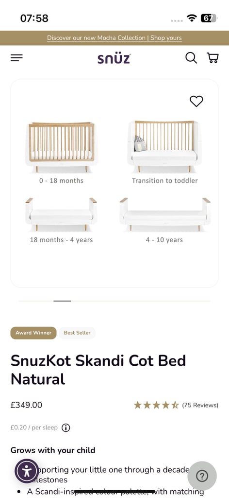 SnuzKot Skandi Junior Bed Natural with SnuzKot mattress.
