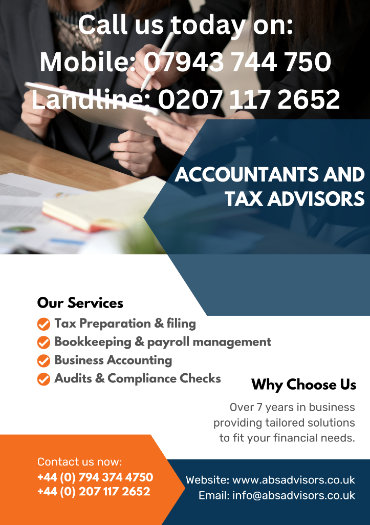 ACCOUNTING , TAX , VAT , BOOKKEEPING , MTD , XERO , PAYROLL , QUICKBOOKS ,AFFORDABLE , ABS ADVISORS