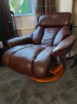 Reclining leather Chair & Footstool
