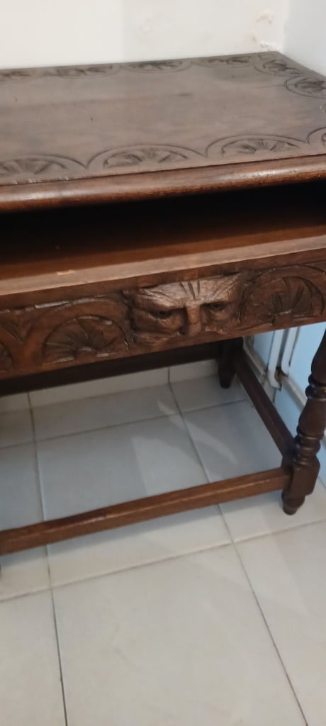 Small Ornate Carved Vintage Side Table