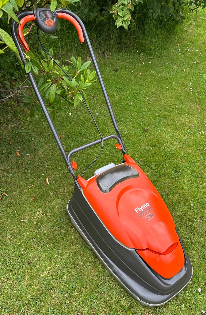 image for Flymo electric hover mower turbo 350 vision PWO mower has just been sharpened 