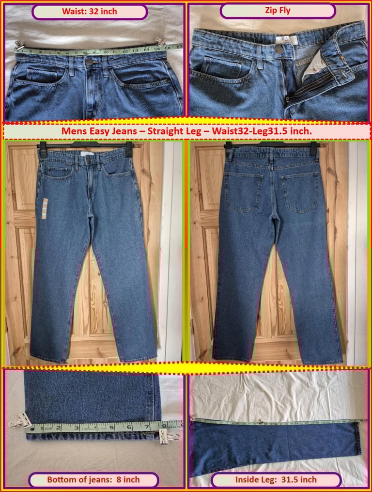 image for Mens Easy Jeans - Straight Leg – Waist32-Leg31.5 inch.