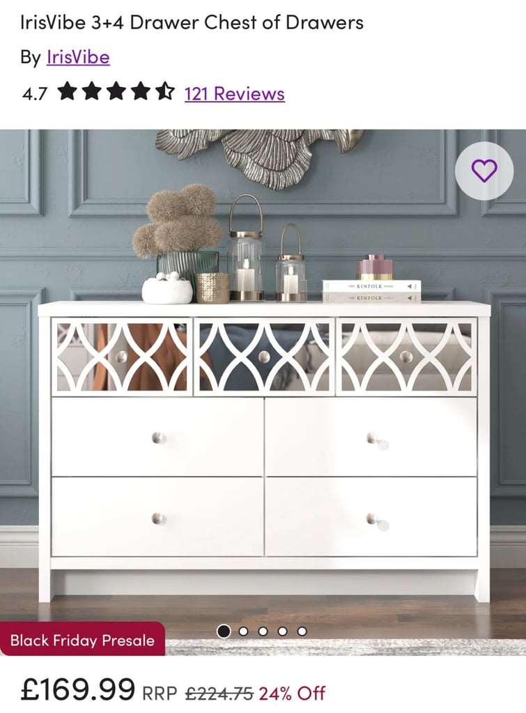 Wayfair IrisVibe 3+4 Drawer Chest of Drawers, White