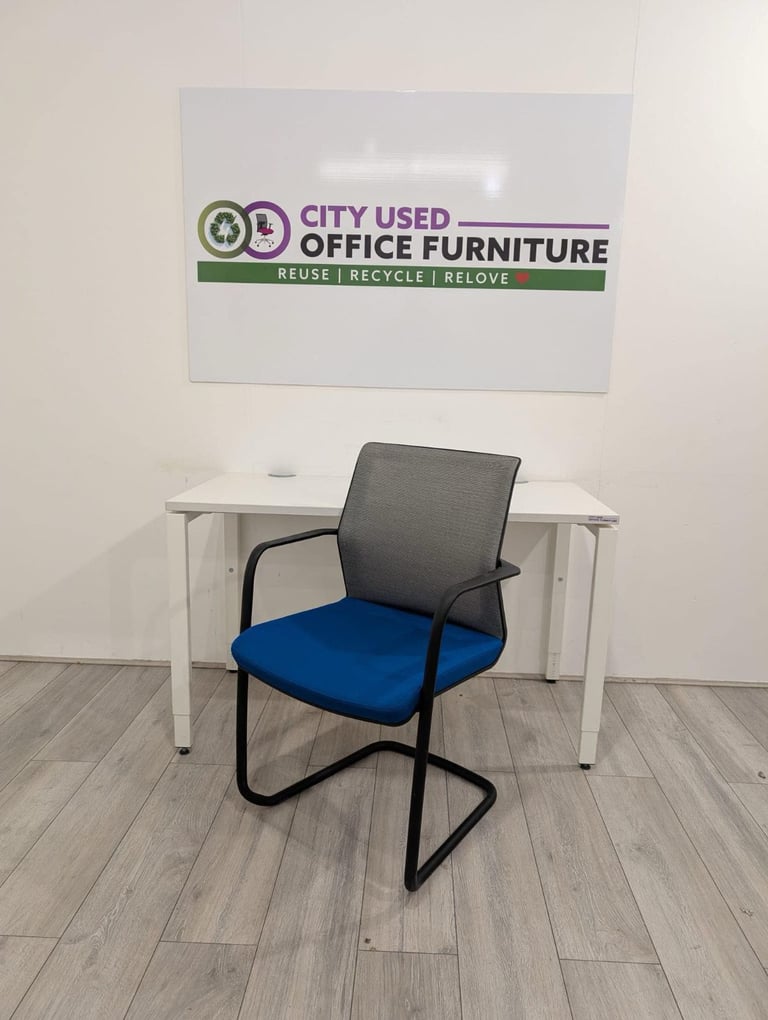 Haworth Height Adjustable Desk, White Top & Frame, W1200mm with Office Chair Delivery Nationwide
