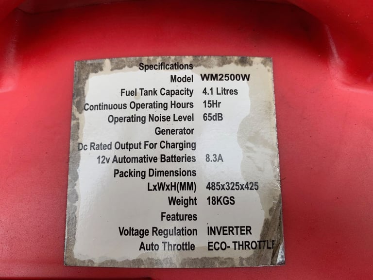 Petrol Generator, Inverter Suitcase Type, Fantastic Condition, 2500w Output, Ready to Use!