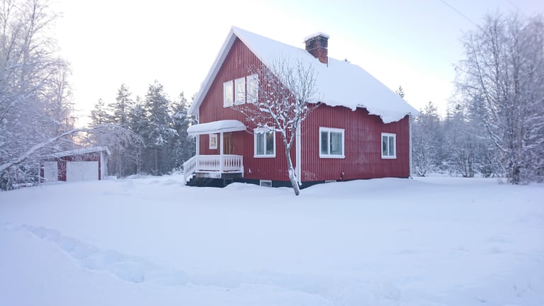 Swedish countryside house in Lapland  just above the artic circle 
