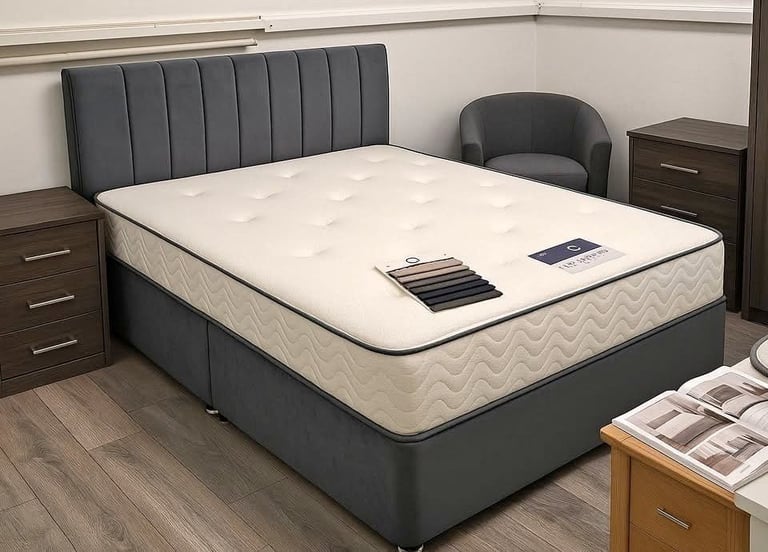 Luxury King Size 5ft Divan Bed 💥 – Elegant Plush Fabric | 25% OFF DEAL **