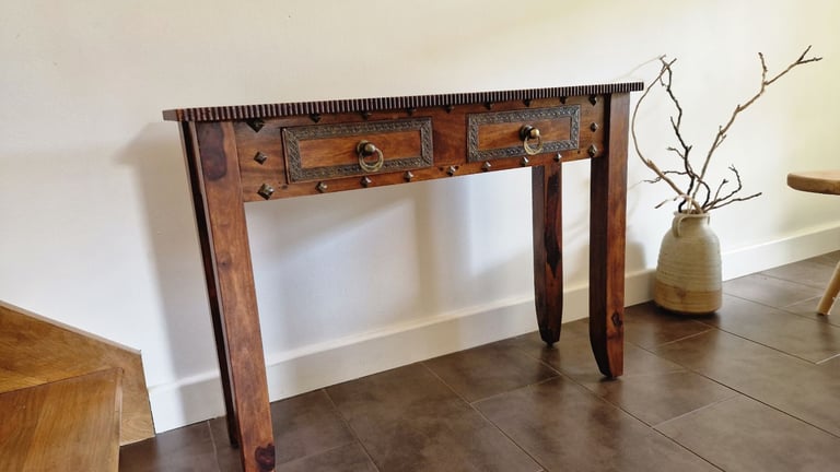 image for Indian Boho wooden console side table hallway stand storage rustic