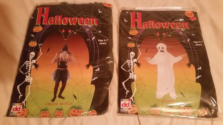 image for Halloween fancy dress. green Witch & ghost 5-7 years