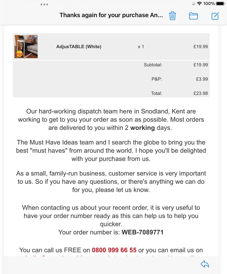 AdusTABLE BRANDNEW in Box 4 bedside,TV Dinners,sofa,garden,laptops,I paid £24 LastWeek unwanted gift