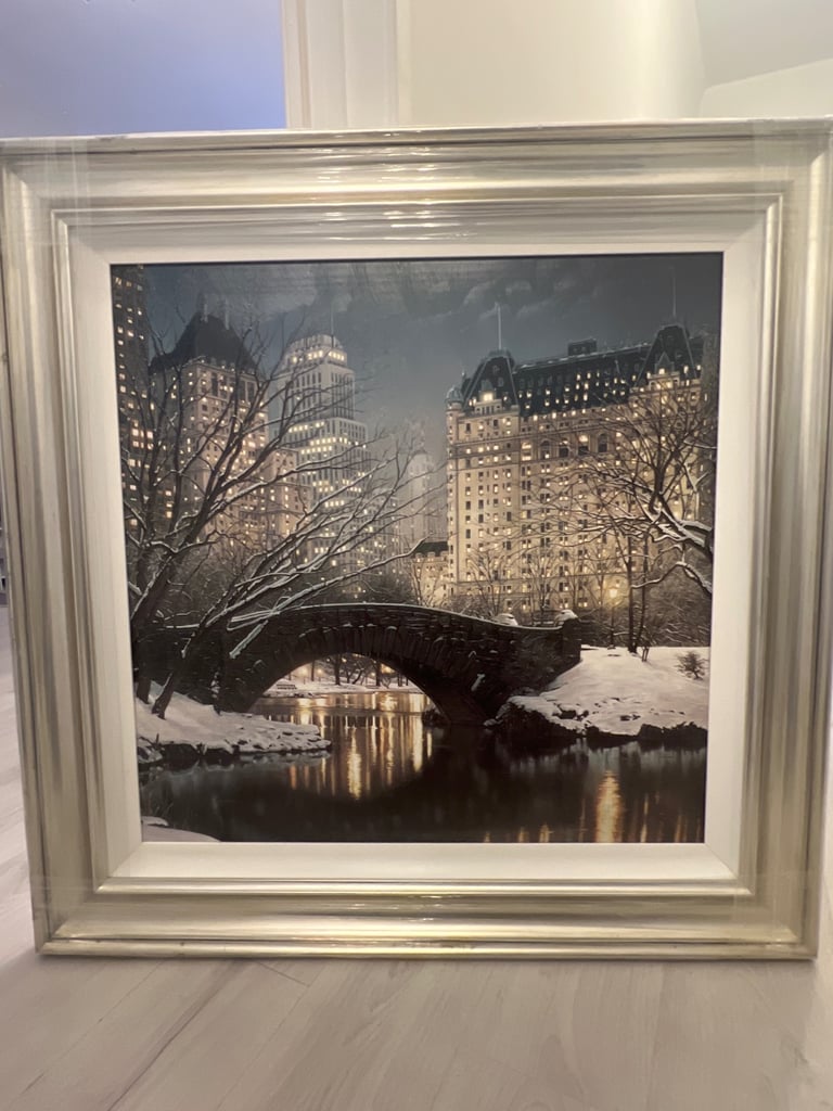 Twilight in Central Park - Rod Chase Painting and frame 