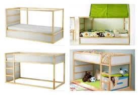 IKEA KURA bed + mattress, (use low level or high level allowing lower play area). Very good conditio