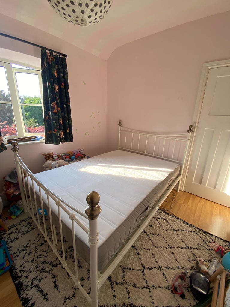 image for IKEA Double Metal Bed Frame with Mattress